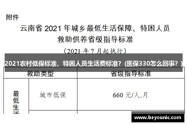 2021农村低保标准，特困人员生活费标准？(医保330怎么回事？)